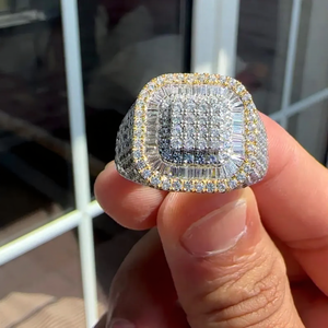 Bague signet carrée Moissanite sertie de pierres baguette, bijou de luxe Hip Hop pour homme, bague de mode personnalisée - Product Image 3