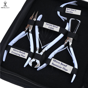 Kit de Herramientas Profesional y Duradero de Acero Inoxidable para Instalación y Remoción de Extensiones de Cabello: Alicates, Gancho de Ganchillo, Peine de Cola y Tijeras - Product Image 6