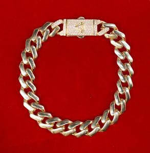 Men's Vintage Gold Plated Zinc Alloy Chain <b>Bracelets</b> Solid 925 Sterling Silver Hip Hop Lock Pattern Jewelry Gift - Product Image 1