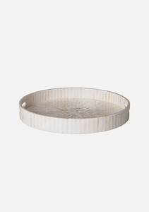 <b>Round</b> MOP Decorative <b>Tray</b> With Handle Natural Mother Of Pearl Inlay Scandinavian Style Coffee <b>Table</b> Serving <b>Tray</b> serving <b>tray</b> - Product Image 4