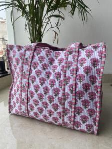 Bolso Tote Mini Acolchado de Algodón con Estampado Floral Hecho a Mano, Ecológico, para Mujer, Estilo Bohemio, con Cierre, para Primavera, Verano e Invierno - Product Image 2