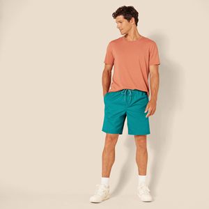 Shorts de Playa para Hombre, 100% Algodón, Color Sólido, Transpirables, con Cintura Elástica, Bolsillos Delanteros con Logotipo, Estilo Casual para Uso Diario - Product Image 5