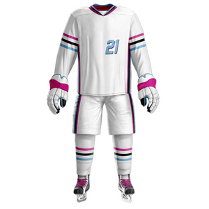 ชุดยูนิฟอร์มฮอกกี้น้ำแข็งขายส่ง ผลิตจากโพลีเอสเตอร์คุณภาพสูง ช่วยควบคุมความชื้น ให้การเคลื่อนไหวที่ยืดหยุ่น และทนทาน - Product Image 1