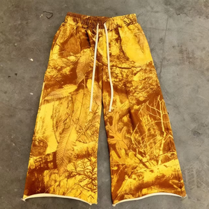 Pantalon de jogging personnalisé imprimé, effet délavé soleil, taille élastique, streetwear, délavé à l'acide, effet usé, coupe ample pour homme - Product Image 2