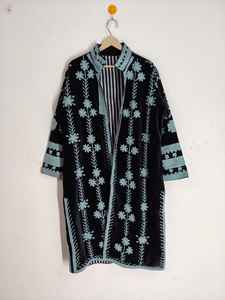 Suzani Embroidered Velvet Coat <b>Jacket</b> Unique Handmade Vintage <b>Jacket</b> Floral Suzani <b>Jacket</b> Pure Velvet Long coat Boho & <b>Hippie</b> - Product Image 6