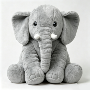 Peluche de elefante gris personalizado, elefante de peluche sentado, elefante de peluche para calmar a bebés, elefante de peluche con orejas grandes y suaves para abrazar. - Product Image 1