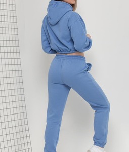 Conjunto Deportivo Personalizado con Logotipo, Sudadera con Capucha y Pantalones de Chándal de Algodón de Alta Calidad para Gimnasio, para Mujer - Product Image 2