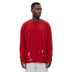 T-shirts déchirés pour hommes style streetwear, à épaules tombantes, pour tenue décontractée - Product Image 6