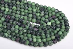 Perles de pierres précieuses en zoisite rubis naturelles, vert mat, noir, rondes, en vrac, pour la fabrication de bijoux, bracelet, bricolage - Product Image 5