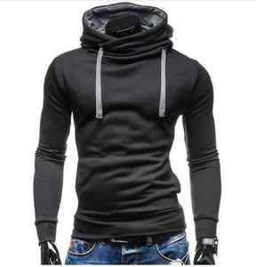 Sweat-shirt à capuche en tricot pour homme, couleur unie, coupe ajustée, décontracté, à manches longues, vert, en coton, pour l'automne - Product Image 2