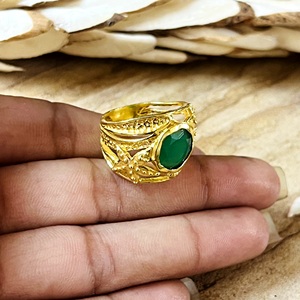 New Arrival Boho Floral Green Onyx <b>Ring</b> Ethnic Brass <b>Rings</b> Women 18k Gold Plated Starfish Band <b>Statement</b> Jewelry Wholesale/OEM - Product Image 5