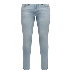 Jeans en denim bleu clair pour hommes, coupe classique, taille plus, coupe slim, jeans décontractés pour hommes, jeans en coton confortables et flexibles - Product Image 2