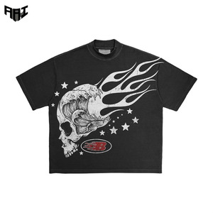 Camiseta de cuello redondo y manga corta con logo personalizado para hombre, de buena calidad, con estampado serigrafiado, estilo urbano, transpirable, informal, 100% algodón, EE. UU. - Product Image 1