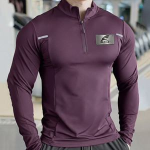 Top Quality Breathable <b>Compression</b> <b>Shirt</b> for Men Custom Logo Casual Solid Pattern Long Sleeve with O-Neck - Product Image 5