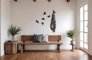 Décoration murale minimaliste en métal en forme d'oiseau, décoration murale rectangulaire noire, décoration de la maison, style moderne fait à la main, petite taille 18-24 pouces - Product Image 2