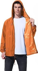 Men's Lightweight Windbreaker <b>Jacket</b> - Breathable and <b>Waterproof</b> with Hood for Outdoor Activities and Casual Wear - Product Image 5