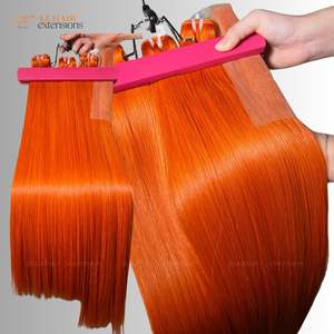 Tendance chaude couleur Orange faisceaux de trame pleine longueur haute qualité extensions de cheveux crus vierges vietnamiens pas cher prix prêt à expédier - Product Image 1
