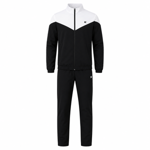 <b>Men's</b> Black <b>White</b> Color Blocking Tracksuit Set Full Sleeve Zipper Jacket Pants Sporty Regular Fit Breathable Tracksuit <b>Men</b> OEM - Product Image 1