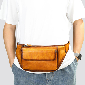 Bolso de Pecho Minimalista de Cuero Genuino para Hombre, Bolso de Hombro con Cierre de Cremallera, Duradero, para Uso Diario, Todas las Temporadas - Product Image 5