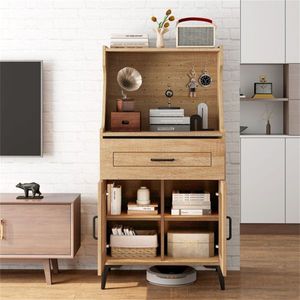 Credenza Moderna e Vintage per Casa, Mobile Bar Estensibile e Pieghevole in MDF e Metallo per Cucina o Tavolo - Product Image 2