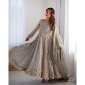 ชุด anarkali เจียมเนื้อเจียมตัวที่สวยงามพร้อม pent และ dupatta ปรับปรุงโดยลำดับการทำงาน - Product Image 6