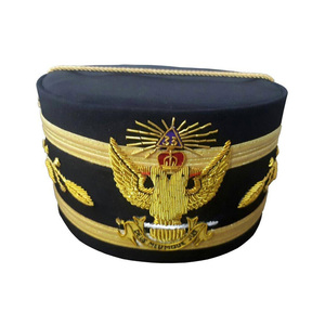 33rd Degree Scottish Rite Crown <b>Cap</b> Black Velvet Wings Up Gold Bullion Embroidery Ceremonial Regalia Eagle Ceremonial Headwear - Product Image 1