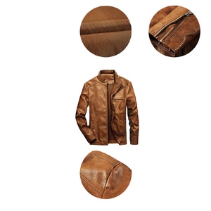 2025 Pakistan veste en cuir enduit pour hommes Long manteau d'hiver avec col montant et Logo avant pas cher veste en cuir mince - Product Image 2