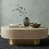 Table basse en os incrusté au design moderne, durable toutes saisons, fabriquée à la main, pour salon, utilisation intérieure, mobilier de maison ARIF