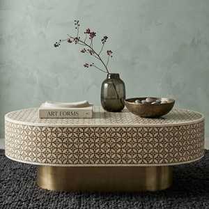 Mesa de Centro de Diseño Moderno con Incrustaciones de Hueso, Duradera para Todas las Estaciones, Hecha a Mano, para Sala de Estar, Uso Interior, Muebles para el Hogar ARIF - Product Image 1