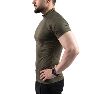 OEM ODM <b>Men's</b> Mock Neck Sports <b>Compression</b> Tee Quick Dry Fitness Training Activewear T <b>Shirt</b> - Product Image 3
