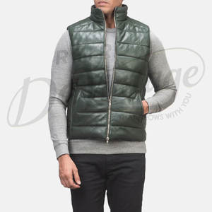 Gilet matelassé en cuir noir de qualité supérieure pour homme, véritable peau de mouton, sans manches, veste d'hiver rembourrée, gilet pour homme - Product Image 4
