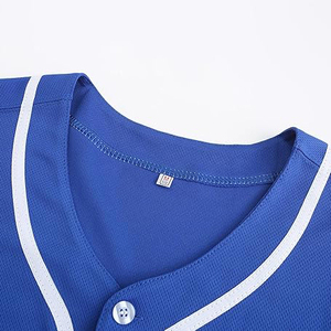 Blue V-Neck Baseball <b>Jersey</b> <b>Short</b> Sleeve Mesh Breathable Button Front Unisex Adult Sports Apparel - Product Image 4