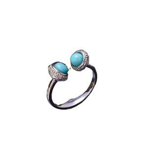 Anillo de piedras preciosas ajustable azul turquesa para mujer de Plata de Ley 92,5 2,6 gramos tecnología de Canal Clásico para compromiso - Product Image 1