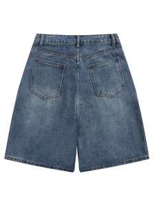 Shorts en jean décontractés pour hommes, de qualité supérieure, à séchage rapide, respirants, avec logo personnalisé, tissu tissé OEM, poches et surpiqûres. - Product Image 2