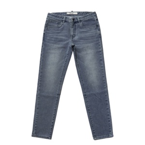 Jean en denim de coton vintage pour homme, coupe slim bootcut, taille mi-haute, délavé moyen, personnalisé, respirant, à séchage rapide, déchiré, hiver - Product Image 1