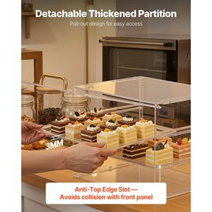 Vitrina Comercial de 3 Niveles para Panadería, Exhibidor de Acrílico Transparente para Pasteles, Pan y Tartas, para Cocina y Fiestas - Product Image 5