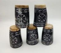 Verres à shot de luxe en corne de buffle et de bœuf naturels avec base en bois, fabriqués par A S Craft Export