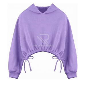 Sudadera con Capucha Lisa de Alta Calidad al por Mayor para Mujer, Top Corto Estilo Hip Hop Oversize Personalizado para Mujer - Product Image 4