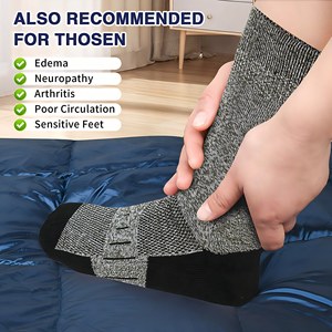 <b>Men's</b> <b>Diabetic</b> Cotton Crew <b>Socks</b> Soft Breathable Knitted Non Binding Tag Seamless Toe Daily Wear - Product Image 4