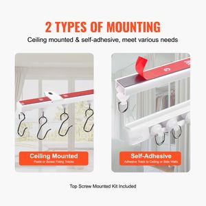 Set di binari per tende da soffitto 9,9 piedi/3 metri, sistema in lega autoadesivo senza foratura - per tende divisorie - Product Image 2