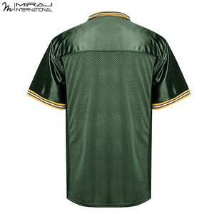 Camisetas de fútbol americano verdes sólidas para hombre, de malla de poliéster, material liso, estilo jersey, ropa deportiva. - Product Image 2