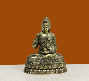 Nirmala Handicrafts Handmade Brass Buddha <b>Statue</b> Wax Casting Meditating Buddha Idol Rajasthan for Home Temple Tabletop Decor - Product Image 1