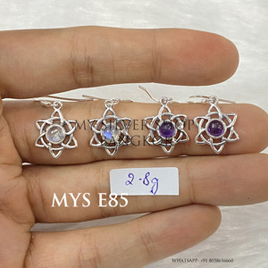 Prêt à expédier : Boucles d'oreilles pendantes en argent sterling 925 avec cabochon en pierre de lune, en stock, faible MOQ - Product Image 1