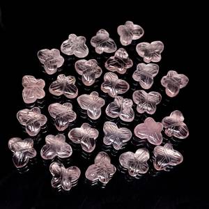 Pierre précieuse sculptée en forme de papillon en quartz rose naturel, 14 mm, pierre de cristal briolette sculptée à la main, prix de gros, fabrication de bijoux en vrac - Product Image 3