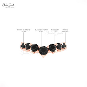 Wholesalers Suppliers 1.14 CTW Brilliant Round Cut <b>Black</b> Diamond Stackable Band with 14k Fine <b>Rose</b> Gold Friendship Band - Product Image 4