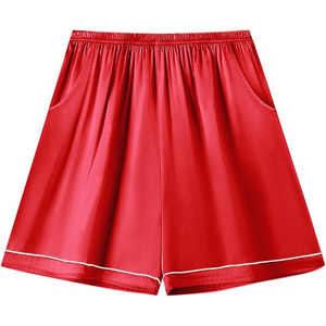 Conjunto de Pijama de Manga Corta con Cuello Redondo y Pantalones Cortos, Cintura Elástica, Suave, Transpirable, Ligero, Liso y Sólido para el Hogar - Product Image 4