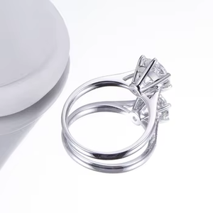 Classic Round Brilliant Cut Diamond Engagement Ring 18K Solid Gold Rhodium Plated Prong Setting Women's Fine Jewelry - Product Image 2