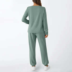 Conjunto Deportivo de Dos Piezas para Mujer, Sudadera con Capucha de Manga Larga y Pantalones Deportivos, Informal, de Felpa de Algodón Tejido - Product Image 6