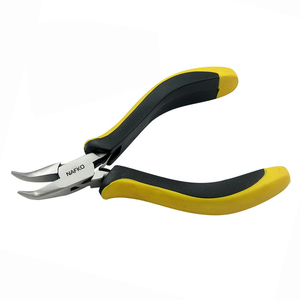 Wholesale Jewelry Tools Ergo Bent Chain Nose Pliers 125mm Stainless Steel Smooth Jaws Ergonomic Spring Handles Black Yellow - Product Image 1