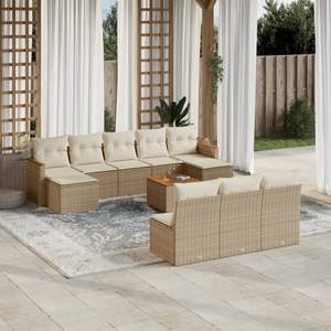 Grande Set di Divani da Giardino Modulari in Rattan PE Beige, Comodi Mobili da Esterno Modulari - Product Image 1